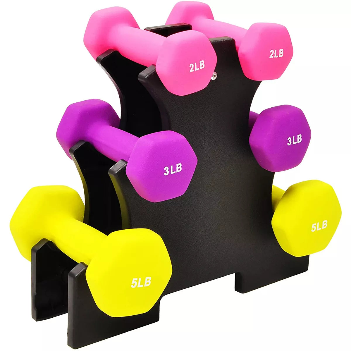 BalanceFrom Elite 110-Pound Neoprene Coated Cast Iron Dumbbell Set with Stand - 10 Pairs of Weights Ranging from 1 to 10 Pounds, Black