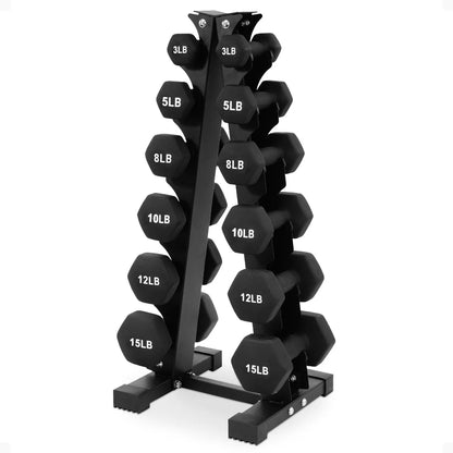 BalanceFrom Elite 110-Pound Neoprene Coated Cast Iron Dumbbell Set with Stand - 10 Pairs of Weights Ranging from 1 to 10 Pounds, Black