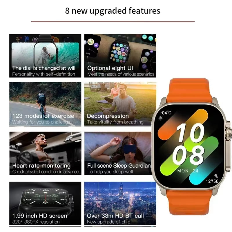 Bluetooth Smartwatch with Heart Rate Monitor, Message Alerts, and Sports Features for Android and iOS - Unisex Design