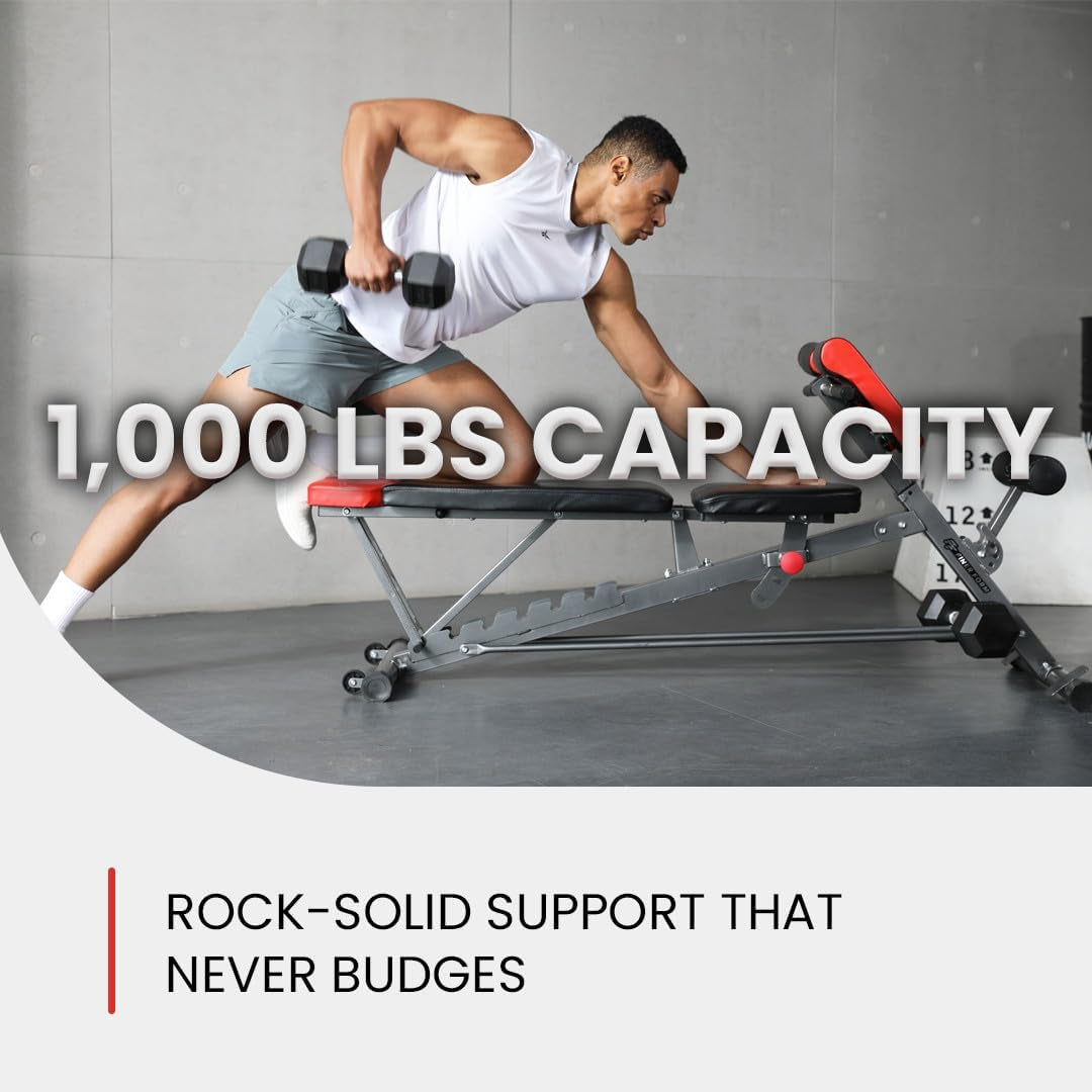 Multi-Functional FID Weight Bench for Comprehensive Full-Body Workouts – Hyper Back Extension, Roman Chair, Adjustable Ab Sit-Up Bench, Incline/Decline Bench, and Flat Bench