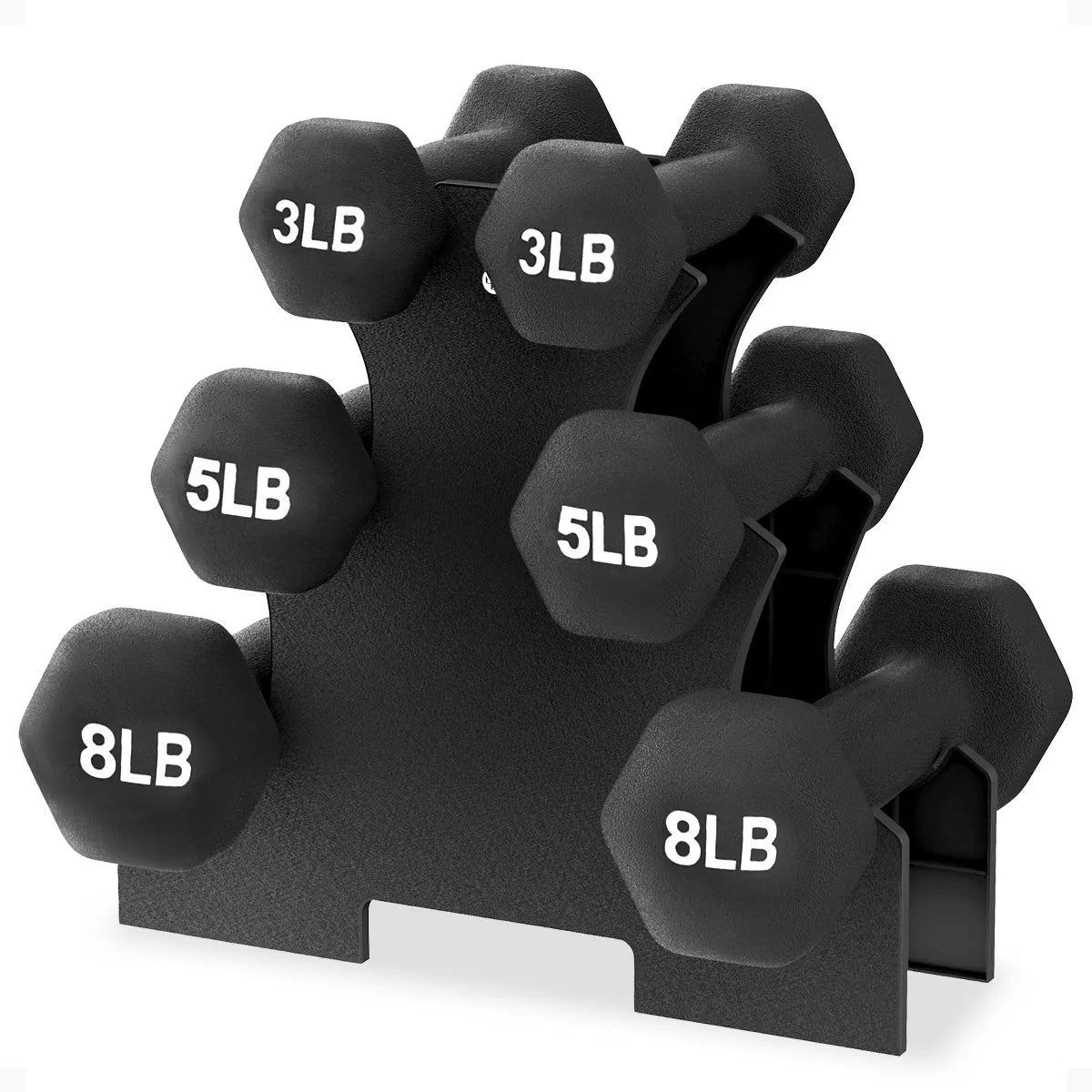 BalanceFrom Elite 110-Pound Neoprene Coated Cast Iron Dumbbell Set with Stand - 10 Pairs of Weights Ranging from 1 to 10 Pounds, Black