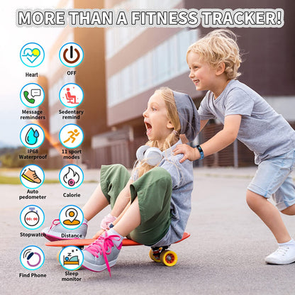 Children's Fitness Tracker Watch with Pedometer, Stopwatch, IP68 Waterproof, and 11 Sport Modes for Ages 6-16