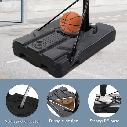Adjustable 44-Inch Basketball Hoop with Height Range of 6.56 to 10 Feet - Durable and Portable Outdoor Basketball System for All Ages - White