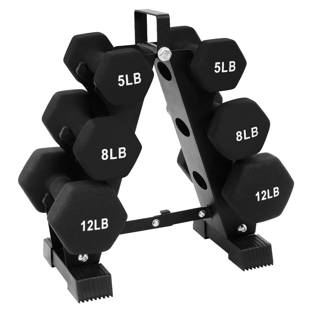 BalanceFrom Elite 110-Pound Neoprene Coated Cast Iron Dumbbell Set with Stand - 10 Pairs of Weights Ranging from 1 to 10 Pounds, Black