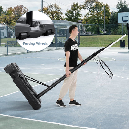 Adjustable 44-Inch Basketball Hoop with Height Range of 6.56 to 10 Feet - Durable and Portable Outdoor Basketball System for All Ages - White