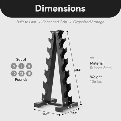 BalanceFrom Elite 110-Pound Neoprene Coated Cast Iron Dumbbell Set with Stand - 10 Pairs of Weights Ranging from 1 to 10 Pounds, Black
