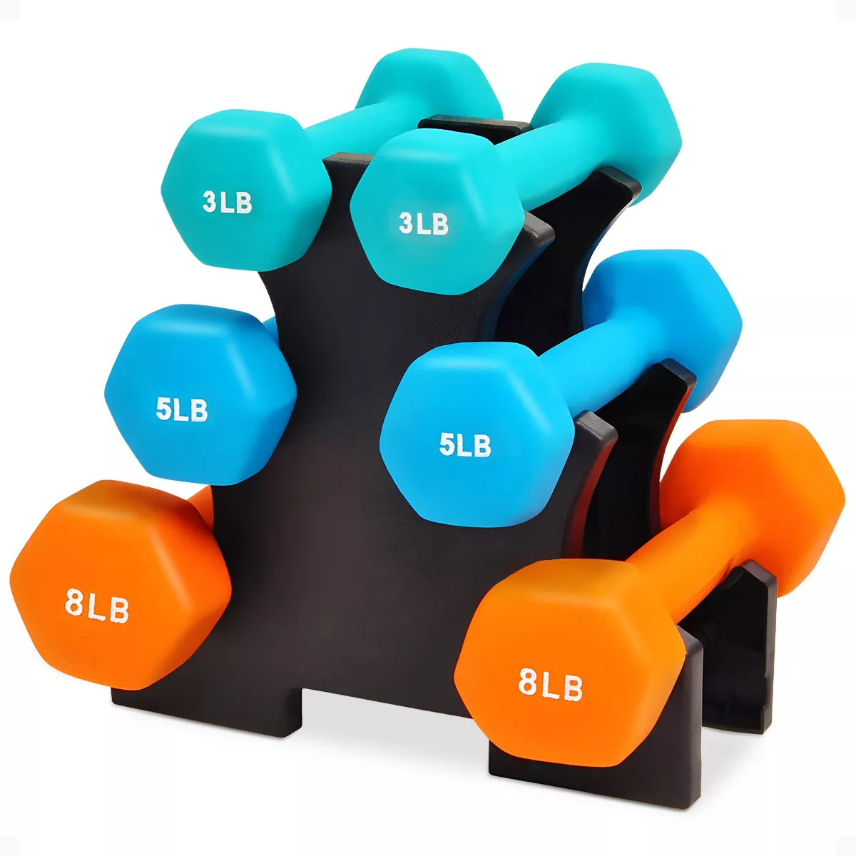 BalanceFrom Elite 110-Pound Neoprene Coated Cast Iron Dumbbell Set with Stand - 10 Pairs of Weights Ranging from 1 to 10 Pounds, Black