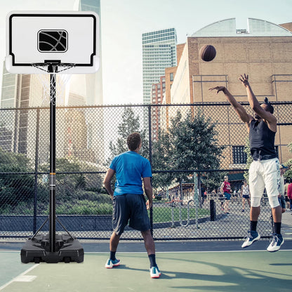 Adjustable 44-Inch Basketball Hoop with Height Range of 6.56 to 10 Feet - Durable and Portable Outdoor Basketball System for All Ages - White