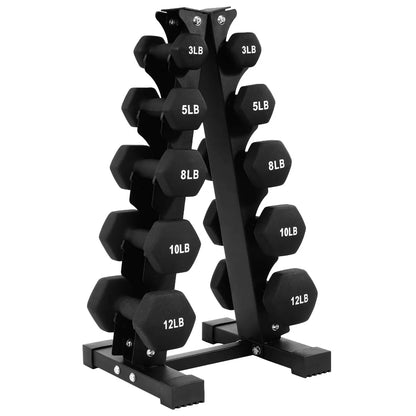 BalanceFrom Elite 110-Pound Neoprene Coated Cast Iron Dumbbell Set with Stand - 10 Pairs of Weights Ranging from 1 to 10 Pounds, Black
