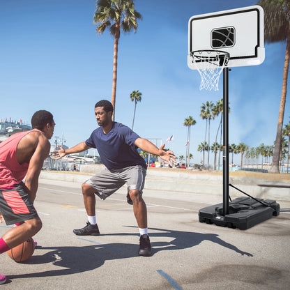 Adjustable 44-Inch Basketball Hoop with Height Range of 6.56 to 10 Feet - Durable and Portable Outdoor Basketball System for All Ages - White