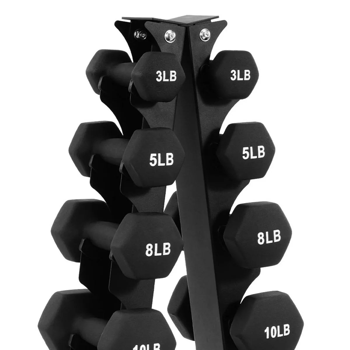 BalanceFrom Elite 110-Pound Neoprene Coated Cast Iron Dumbbell Set with Stand - 10 Pairs of Weights Ranging from 1 to 10 Pounds, Black