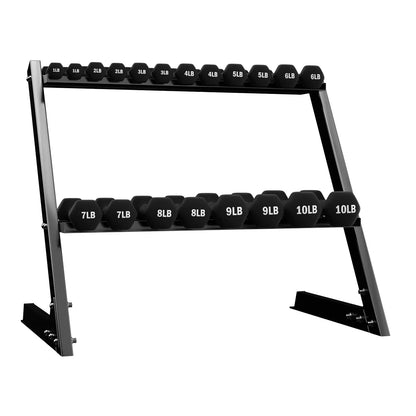 BalanceFrom Elite 110-Pound Neoprene Coated Cast Iron Dumbbell Set with Stand - 10 Pairs of Weights Ranging from 1 to 10 Pounds, Black