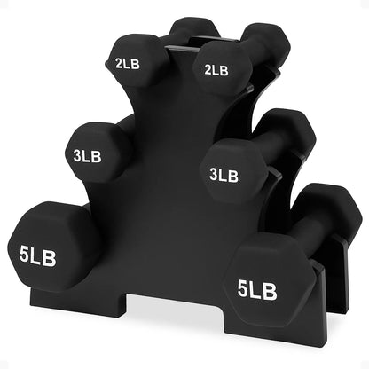 BalanceFrom Elite 110-Pound Neoprene Coated Cast Iron Dumbbell Set with Stand - 10 Pairs of Weights Ranging from 1 to 10 Pounds, Black